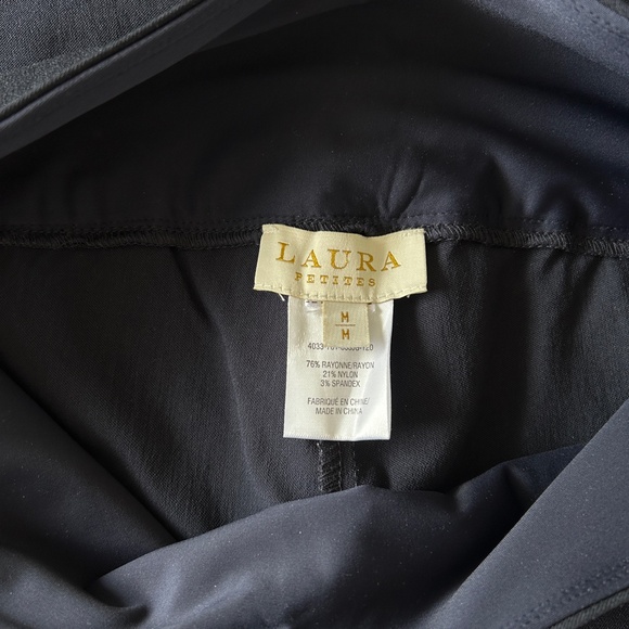 Laura Petites City Fit Lace Trim Pants Black Straight Cut Stretch Size 6 - Picture 8 of 9